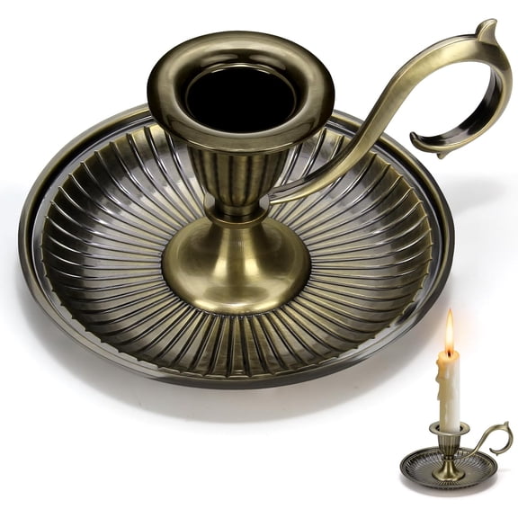 CATPAN Vintage Candlestick Holders,Vintage Taper Brass Candle Stick Holders Decor with Handle for Centerpiece Party Wedding Table Home Decor Gift