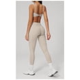 thumbnail image 4 of PISONIC Women Workout Sets Color Block Twist Back Layered Sports Bra Twist Waist Leggings Gym Yoga Outfits, 4 of 6