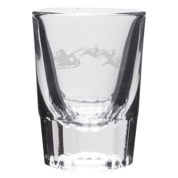 Santa Sleigh Deep Etched Crystal Shot Glass