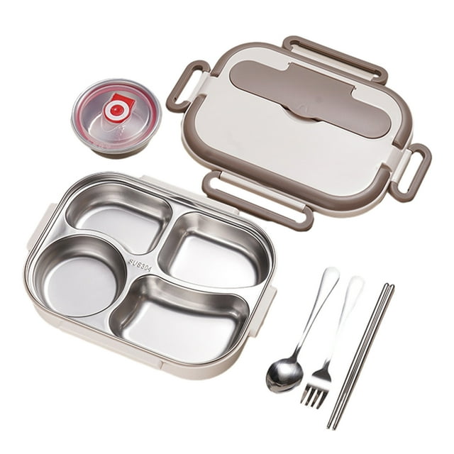 Bento Lunch Box Lunch Box 1500Ml 4 Compartment Stainless Steel Bento Box Containers for Adults Leak-Proof Microwave Dishwasher Freezer Safe Bento Box Adult Lunch Box