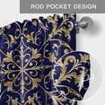 thumbnail image 3 of Abstract Blue Gold Kitchen Valances for Windows, Luxurious Traditional Flower Leaf Bathroom Window Valances 42x12 Inch Rod Pocket Window Treatments Valance Curtains for Living Room Bedroom Decor, 3 of 9