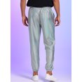 thumbnail image 3 of Unique Bargains Men's Sparkly Metallic Pants Drawstring Waist Nightclub Sequin Joggers 28 Silver, 3 of 6