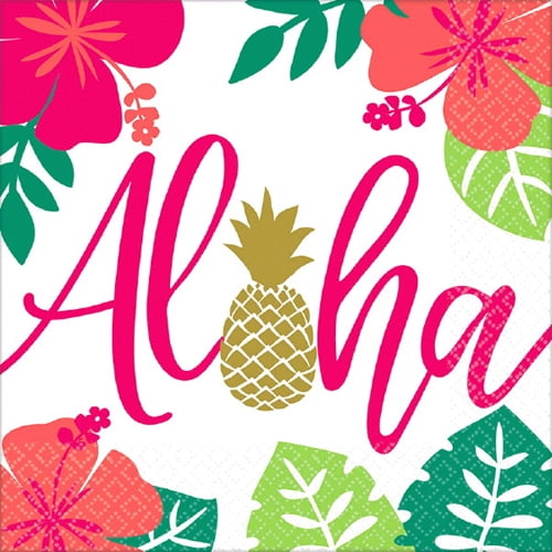 Hawaiian Luau 'Aloha' Lunch Napkins (16ct) - Walmart.com