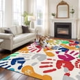 thumbnail image 2 of Large Area Rugs for Living Room Bedroom, Colorful Handprints 6'x9' Rug Washable Carpet Runner Indoor Outdoor, Rainbow Abstract Hand Foot Prints Non Slip Floor Mats Rug for Kitchen, Playroom, 2 of 8