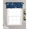 thumbnail image 3 of Navy Blue Yellow Star Kitchen Valances for Windows Farmhouse Linen Window Valance Curtain for Living Room Window Treatment Starry Sky Vintage Valance Rod Pocket Topper Drape, 42 x 12 Inch, 3 of 6
