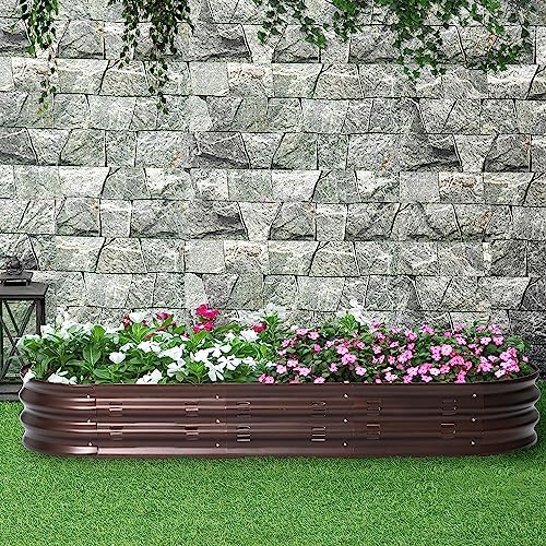 Galvanized Raised Garden Bed, 67" Raised Garden Bed, Brown Metal