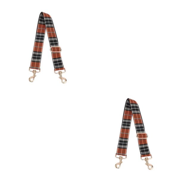 Guardurnaity Correa de repuesto para bolso de hombro largo, bandolera de lona ancha, artesanía a mano, gancho giratorio de Metal ajustable, cuadros Tela escocesa naranja 2piezas