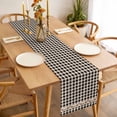 thumbnail image 3 of Table Runner 108 Inches Long for Kitchen Dining, Western Texas Star Retro Dresser Scarf Farmhouse, Dining Table Decorations for Wedding/Parties, Country Vintage Black Beige Plaid 13 x 108 In, 3 of 8