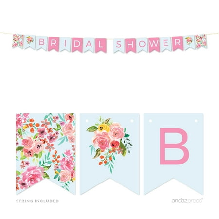 Wedding Pink Roses English Tea Party 5 FT Hanging Pennant Wedding Pink Roses English Tea Party 5 FT Hanging Pennant