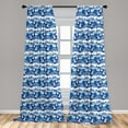 thumbnail image 5 of Ambesonne Blue and White Curtains, Swirling Ocean Waves, Pair of 28"x63", Blue and White, 5 of 5