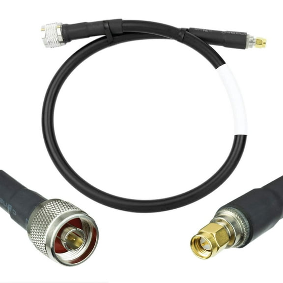 Bolton400 Cable - LMR400 Equivalent Coaxial Cable 2ft - Heavy Duty Ultra Low Loss Coax Cable 50ohm - N Male to SMA Male - 2 Feet Black - for Home and Commercial Signal Booster Installations…