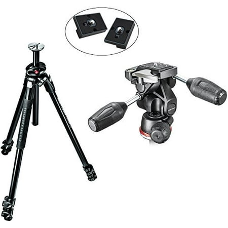 Monfrotto Tripod Plate Manfrotto MK290XTA3-3WUS 290 Xtra Aluminum Tripod with 804 3-Way Pan/Tilt Head with Two Replacement Quick Release Plates ()