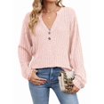thumbnail image 3 of Womens Henley Long Sleeve Shirt Fall V Neck Fashion Dreesy Casual Sweaters Clothes Trendy Outfits, 3 of 9