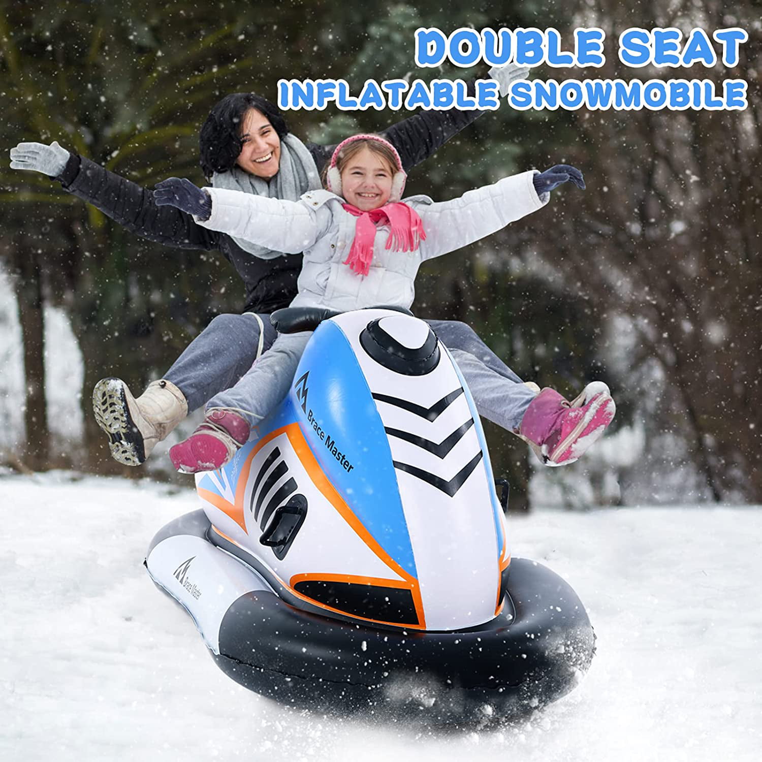 Giant Inflatable Snowmobile Snow Sled for Kids and Adults Winter Sled Snow Toys 