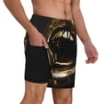 thumbnail image 3 of Picia Golden Lips Modern Sculpture pattern Mens Swim Trunks with Compression Liner Stretch Beach Shorts Quick Dry with Zipper Pockets No-Chafing Board Shorts-Small, 3 of 9