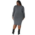 thumbnail image 2 of Ashley Stewart Women's Plus Size Lurex™ Bodycon Sweater Dress, Black And Silver, 2 of 4