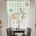 thumbnail image 3 of Easter Bunny Balloon Curtains for Living Room/French Door, Spring Flower Daisy Tulips Green Checkered Tie Up Curtains 63 Inch Length Energy Saving Kitchen Curtains Shades for Windows 42"x63", 3 of 8