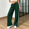 thumbnail image 2 of RUTAYY Women's Wide Leg Pants Drawstring Elastic Waist Vertical Side Stripe Side Pockets Casual Sports Comfortable Long Trousers, 2 of 5