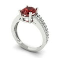 thumbnail image 2 of 2.32 ct Oval Cut Natural Garnet Solitaire with Simulated Diamond Accents 14K White Gold Womens Engagement Ring, 2 of 5