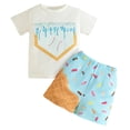 thumbnail image 3 of Rvasteizo Toddler Summer Outfits Print Crew Neck Short Sleeve Top and Fashion Shorts Cute 2 Piece Set for Infant Boys Girls 3 Months to 3 Years, 3 of 4