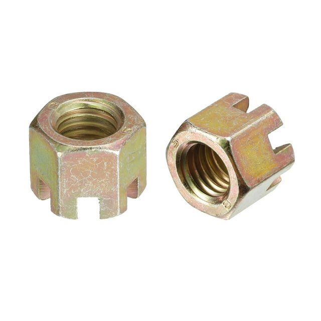 10uds M12x1.75mm Tuerca Ranurada Unique Bargains Acero al Carbono Grado 8 Color Cinc