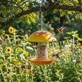 thumbnail image 4 of Mushroom Hanging Metal Mesh Bird Feeder 19.68IN Decorative Wild Bird Seed Feeder Weather Resistant Outdoor Garden Backyard Tree Hanging Ornament for Wildlife Watching, 4 of 7