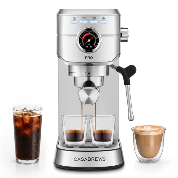 CASABREWS 5418PRO Espresso Machine with 5s Fast Heating System and Steam Wand, 1550W Upgrade cappuccino and latte machine, Stainless Steel