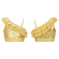 thumbnail image 3 of Miaeowve Kids Girls Shinny Sequins Ruffle Off Shoulder Crop Top One Shoulder Tank Top Vest Stage Performance Clothing Gold 6, 3 of 5
