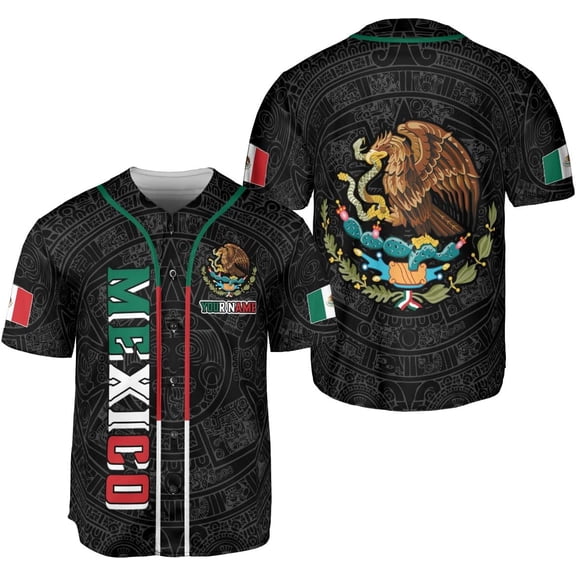 Personalized Mexico Mexican Baseball Shirt, Customized Team Name Mexican Aztec Baseball Jersey for Men for Men,Women S-5XL (S)