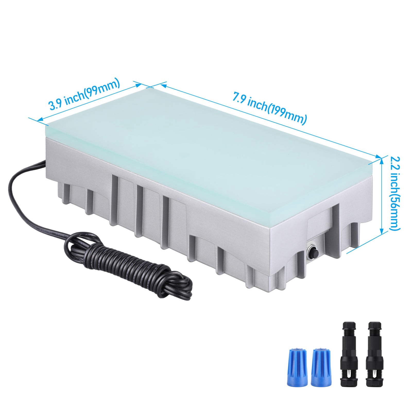 2 Pack 4×8 Inch 2W Low Voltage 5CCT Paver Light, IP67 Glare-Free Brick Light, Drive-Over Safe LED Landscape Light, 12-24V AC/DC Hardwired Pathway Light