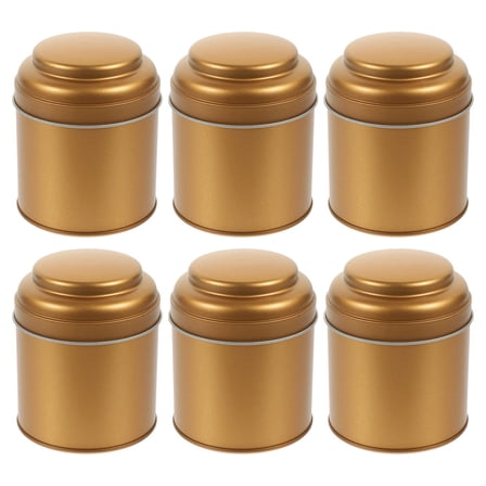OFFIGAM Set of 6 Airtight Round Tea Canisters, Tinplate Metal Containers for Food Storage and Kitchen Organization
