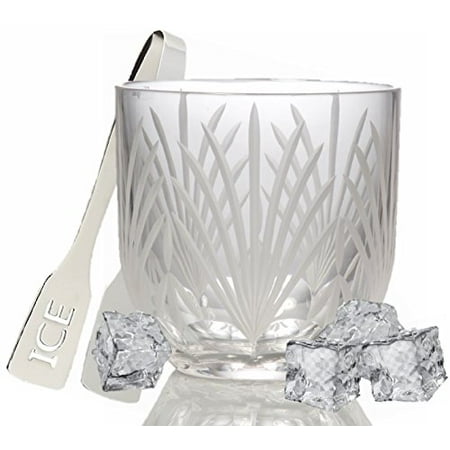 - GAC Lead Crystal Glass Ice Bucket Frosted Cut Suitable for Barware