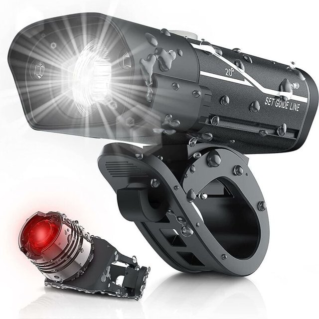 Juego de luces para bicicleta recargables por USB de 1000 lúmenes, 3 faros LED para bicicleta súper brillantes IPX5 Lámpara impermeable para seguridad de bicicleta 360 Rotación 3 interruptores esquí esquí Gafas de esquí