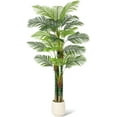 thumbnail image 7 of Tall Palm Tree Fake Plant Golden Cane Palm Trees Large Artificial Plants Faux Plants for Living Room Yard Indoor Outdoor Home Decor with White Base Set, 7 of 7