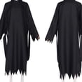 thumbnail image 4 of PJKOBMJ Adult Black Hooded Horror Fancy Dress Costume, Jagged Edge Long Robe Outfit with Belt and Gloves for Halloween Party,S, 4 of 9