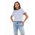 thumbnail image 2 of T-shirts à Manches Courtes Surdimensionnés pour Femmes, Col Rond, Coupe Ample, T-Shirt d'Entraînement, Hauts Décontractés d'Été, Coton, Violet Pâle, TTG, 2 of 9