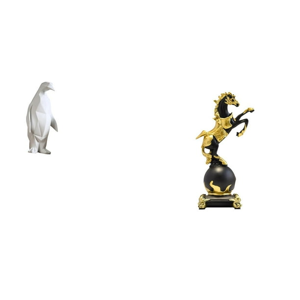 Escultura de pingüino,Escultura de pingüino para decoración nórdica del hogar,Figura de escritorio,Estantería con estatua de caballo para escritorio,oficina y decoración del hogar.,Figura
