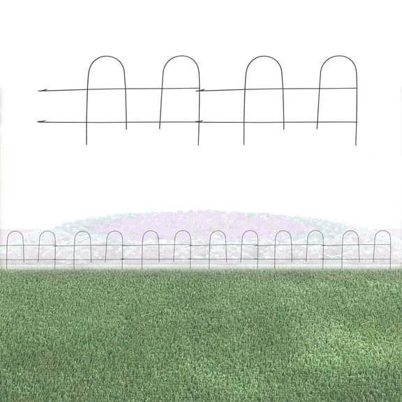 Glamos Wire 10 inch Folding Wire Metal Garden Fence, Round Top Panels 20 pack 100 feet Total