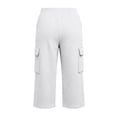 thumbnail image 6 of BUIGTTKLOP Cargo Capri Pants for Women Drawstring High Waisted Outdoor Hiking Pants Straight Wide Leg Lounge Capris, 6 of 8