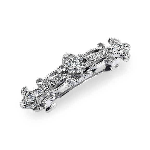 1928 Jewelry Women's Fleur De Cristal Bridal Bar Barrette, (1 Pcs)