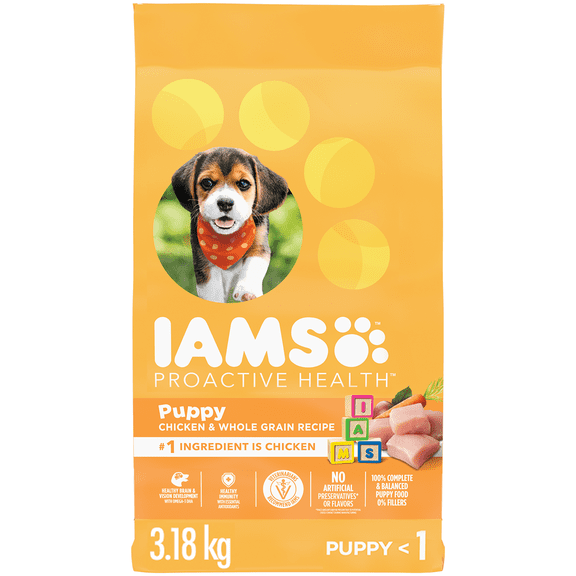 Iams Proactive Health Puppy Dry Dog Food Chicken & Whole Grain Recipe 3.18kg