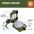 thumbnail image 4 of Ozark Trail Military Style Green Compass with Durable Metal Body for Nighttime Use, 4 of 15