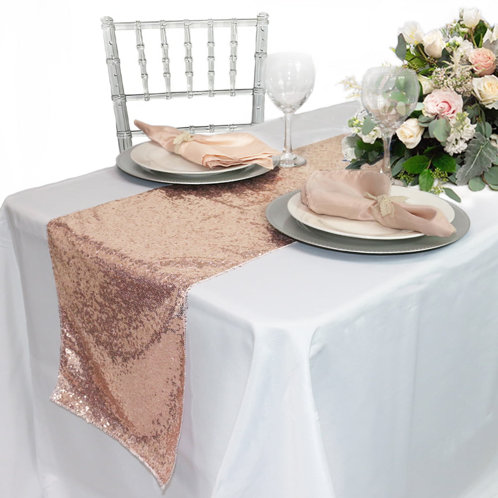 Blush Sequin Table Runner 12 x 108 Blush Sequin Tablecloth Wholesale Sequin Table Runners