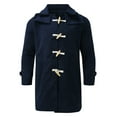 thumbnail image 4 of QHFBli Mens Trench Coat for Winter Men's Winter Hooded Mid-Length Woolen Coat Long Sleeved Turn-Down Collar Horn Button Closure Warm Dark Blue XL, 4 of 7