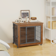 thumbnail image 6 of Toauuo Dog Crate Furniture with Wheels for Small Dogs, Heavy Duty Wooden Metal Dog Kennel Indoor, 2-Door Pet Cage End Table with Brake Casters for Anxious Dogs, 6 of 21