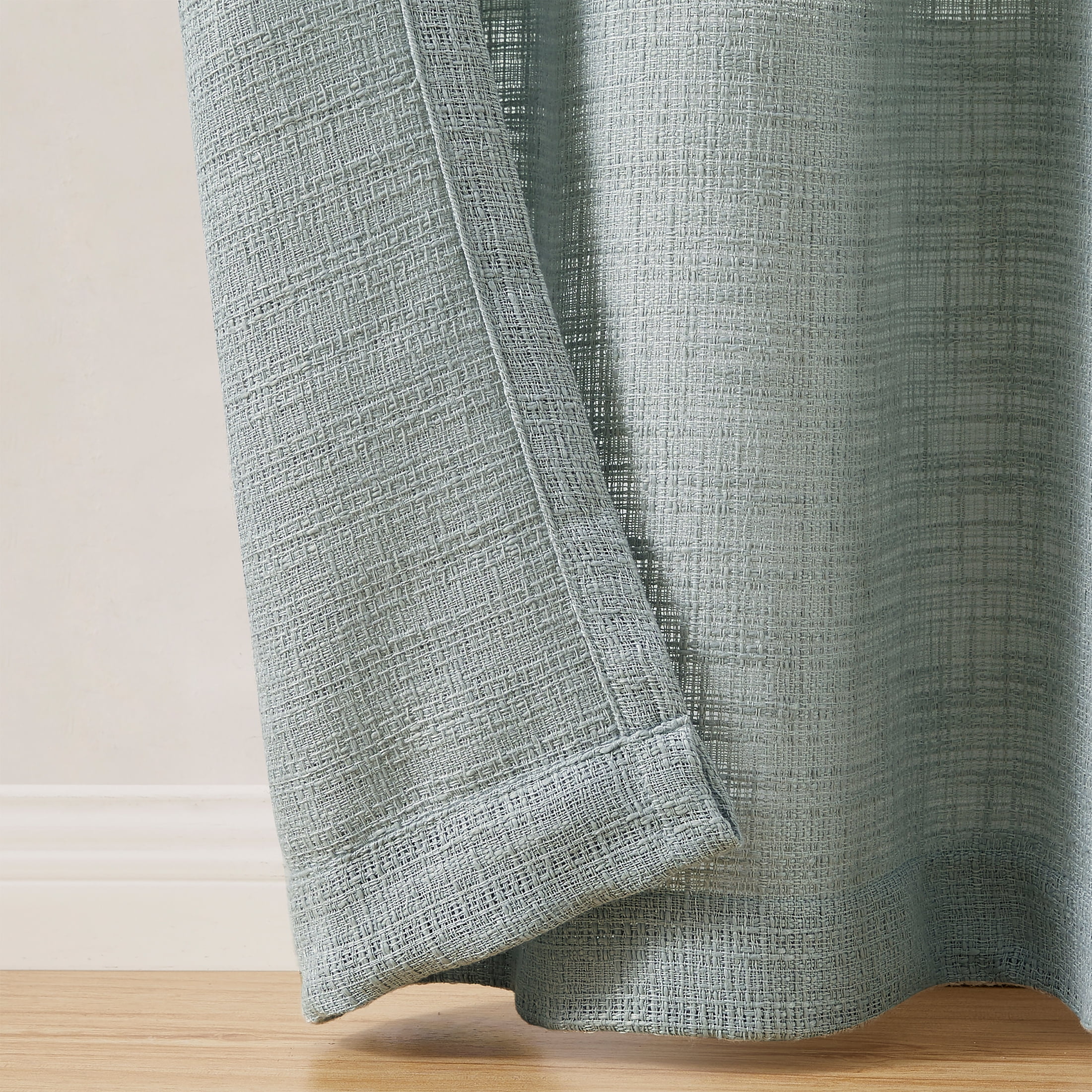 Better Homes & Gardens Woven Slub Rod Pocket Light Filtering Curtain Panel, 1-Piece, Sage, 52" W x 95" L