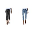 thumbnail image 1 of (2-Pack) Rinsvye Women'S Distressed Denim Capris Button Fly Mid-Length Casual Jeans Stretch Fabric Straight Leg Summer Pants Retro Style, 1 of 6