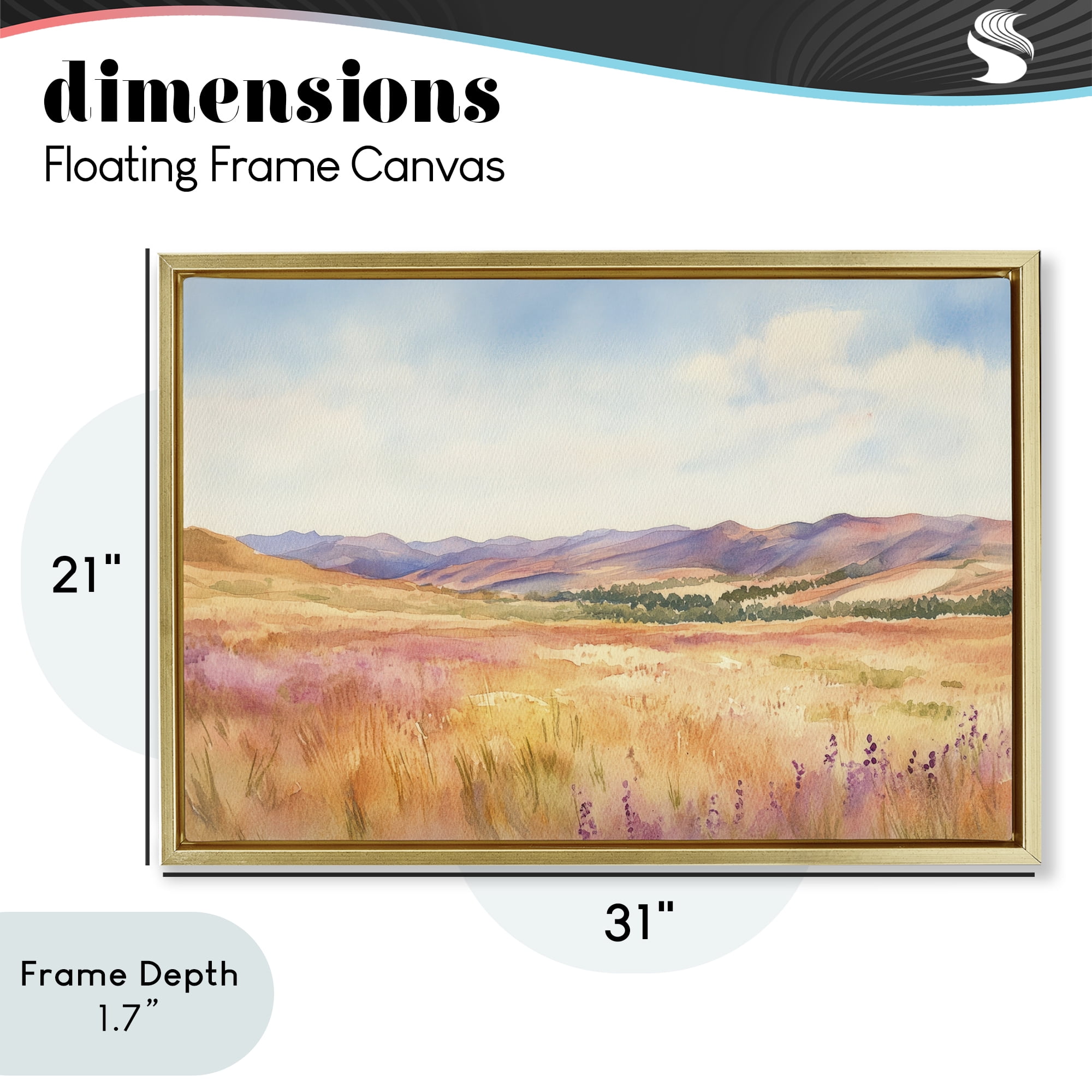 Stupell Industries Pastel Valley Panorama Gold Framed Floater Canvas Wall Art, design by Petal Prints Design