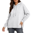 thumbnail image 6 of Cmfcve Fall Pullover Hoodies for Women Side Slit Casual Drawstring Hooded Sweatshirts Long Sleeve Tunic Shirts, 6 of 9