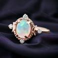 thumbnail image 2 of Fire Opal Bridal Ring Solid Rose Gold Engagement Ring Women Promise Stacking Ring Custom Birthstone Gift Jewelry Diamond Moon Ring For Wife, 2 of 2
